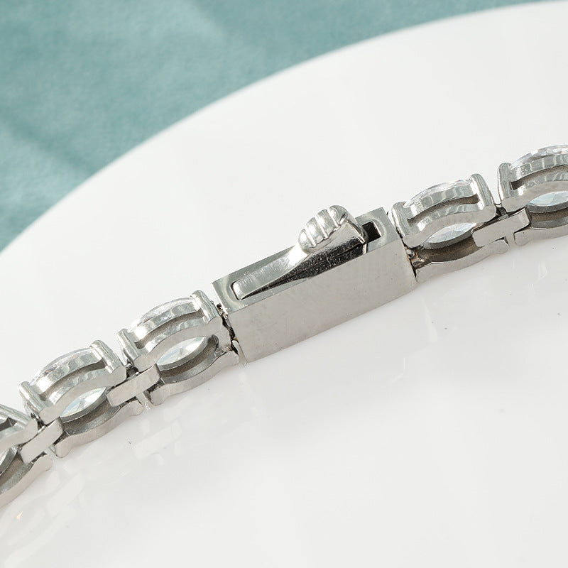 Premium Inlaid Zircon Oval Egg-shape Main Stone Tennis Bracelet