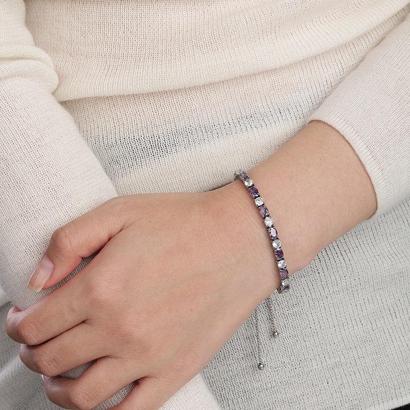 4mm Colored Stone Gradient Adjustable Tennis Bracelet