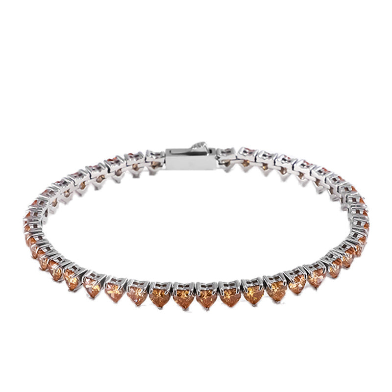 4x4MM Heart Single Row Zircon Tennis Bracelet