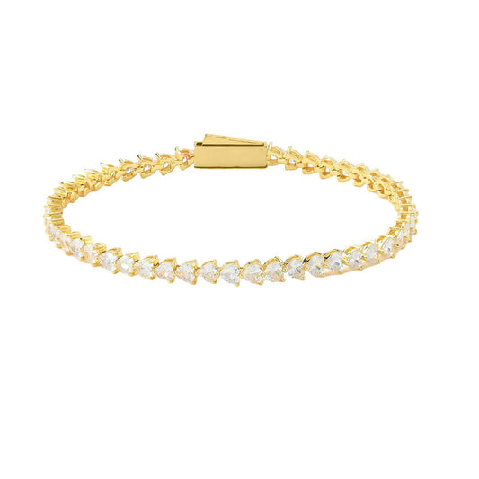 4/5mm Peach Heart Zircon Stainless Steel Tennis Bracelet