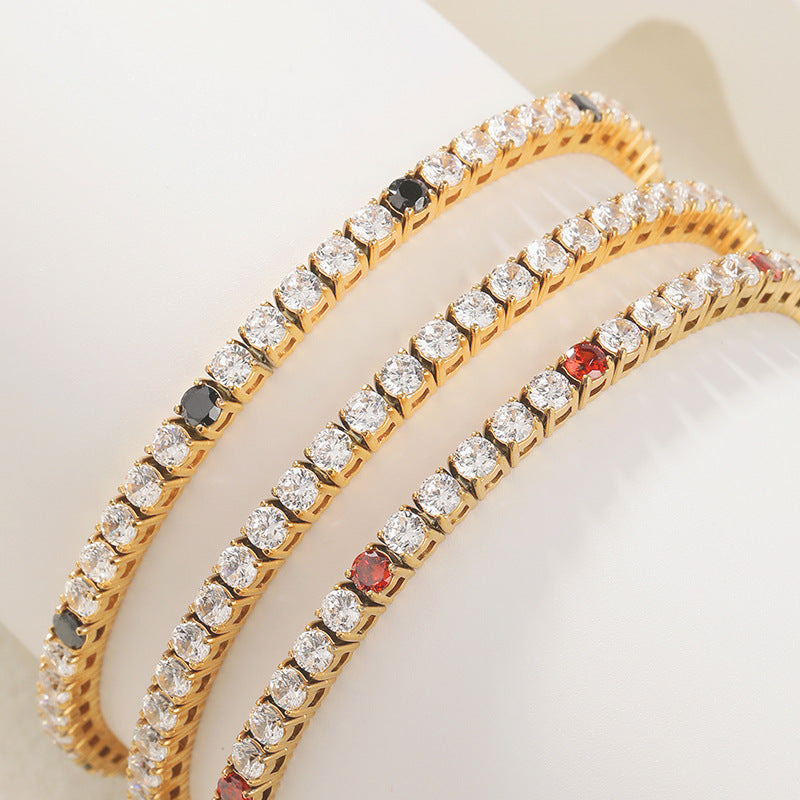18K Gold PVD 3mm Inlaid Circular CZ Tennis Bracelet