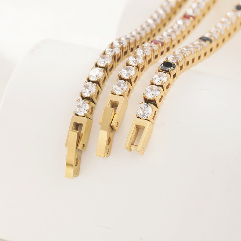 18K Gold PVD 3mm Inlaid Circular CZ Tennis Bracelet