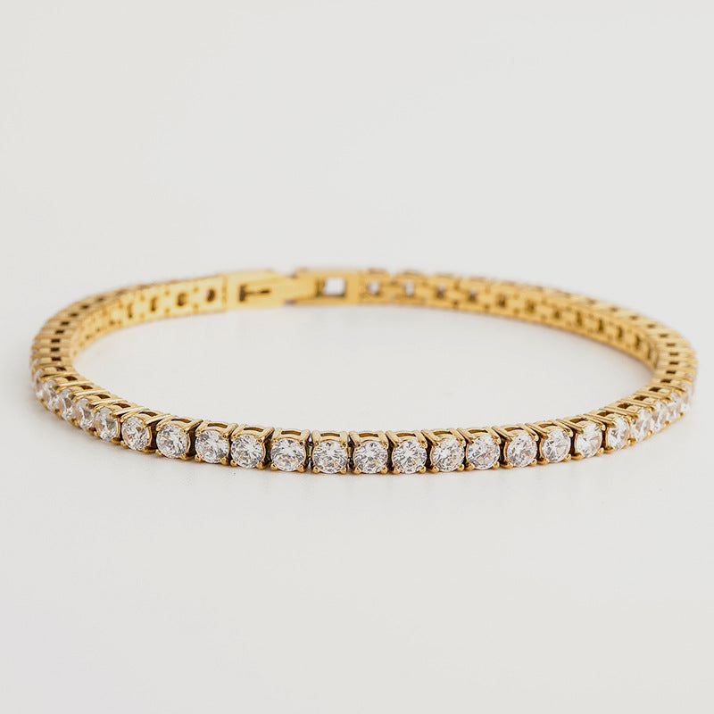 18K Gold PVD 3mm Inlaid Circular CZ Tennis Bracelet