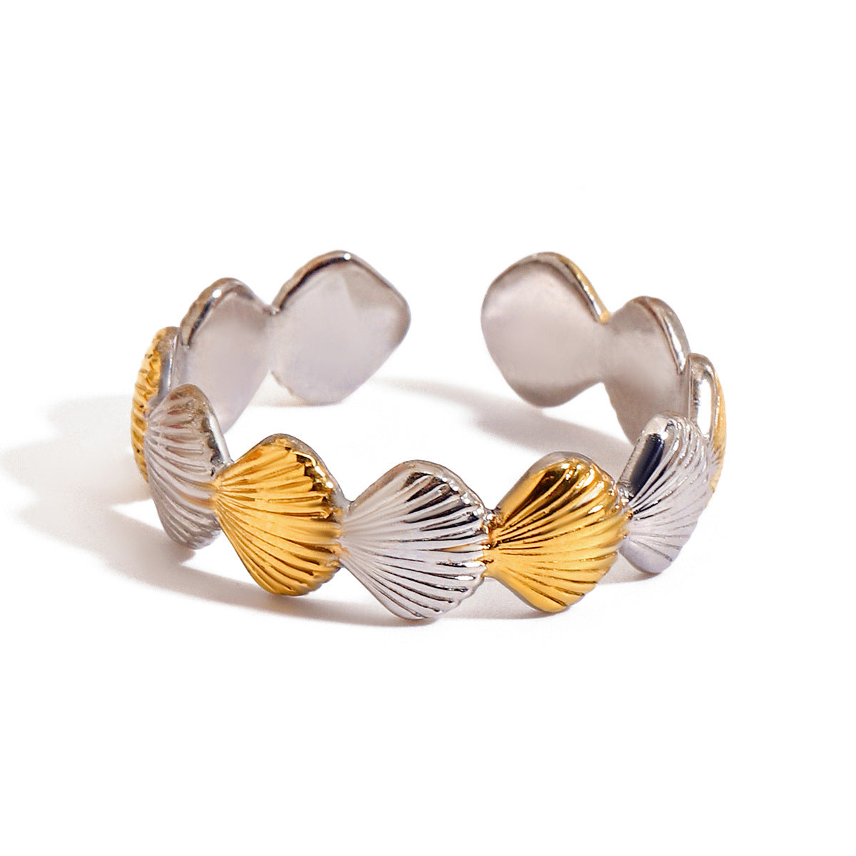 Starfish Shell Color Blocked Ring Combination