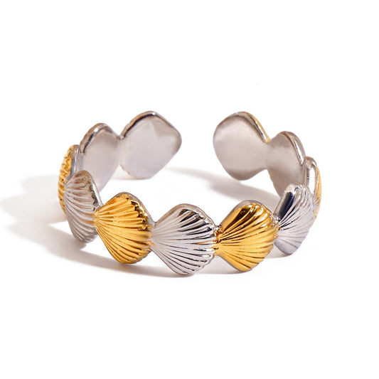 Starfish Shell Color Blocked Ring Combination