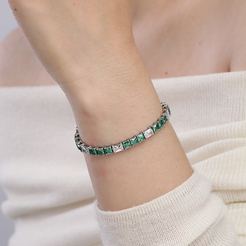 3x3MM Square Cubic Zirconia Tennis Bracelet