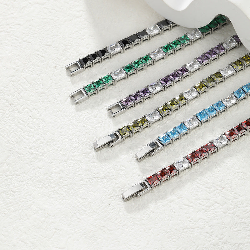 3x3MM Square Cubic Zirconia Tennis Bracelet