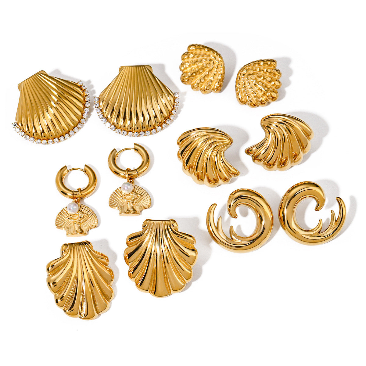Stainless Steel Shell Series Stud Earrings