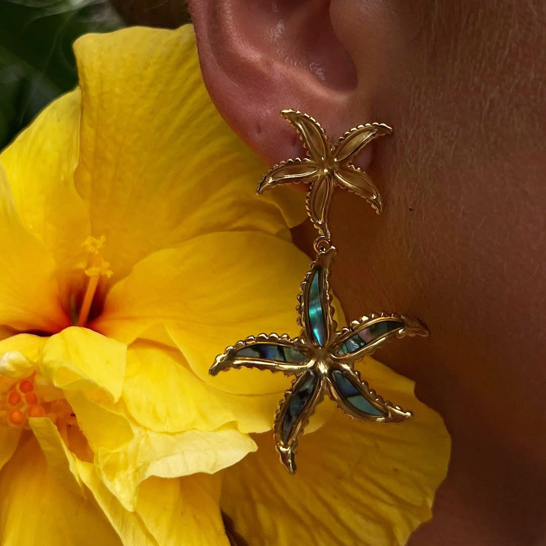 Stainless Steel Oil Dripping Starfish Earrings