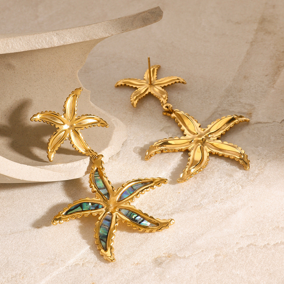 Stainless Steel Oil Dripping Starfish Earrings