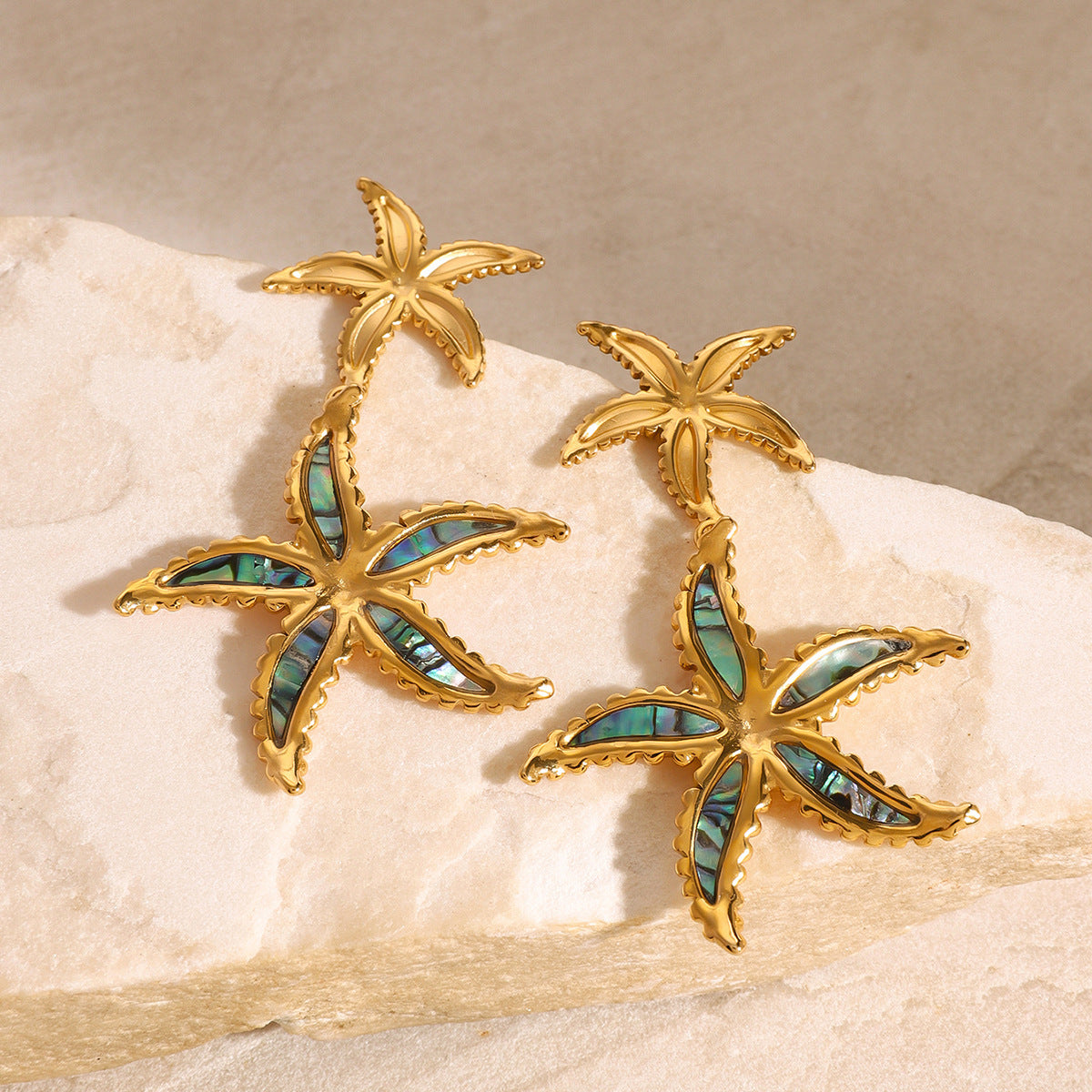 Stainless Steel Oil Dripping Starfish Earrings