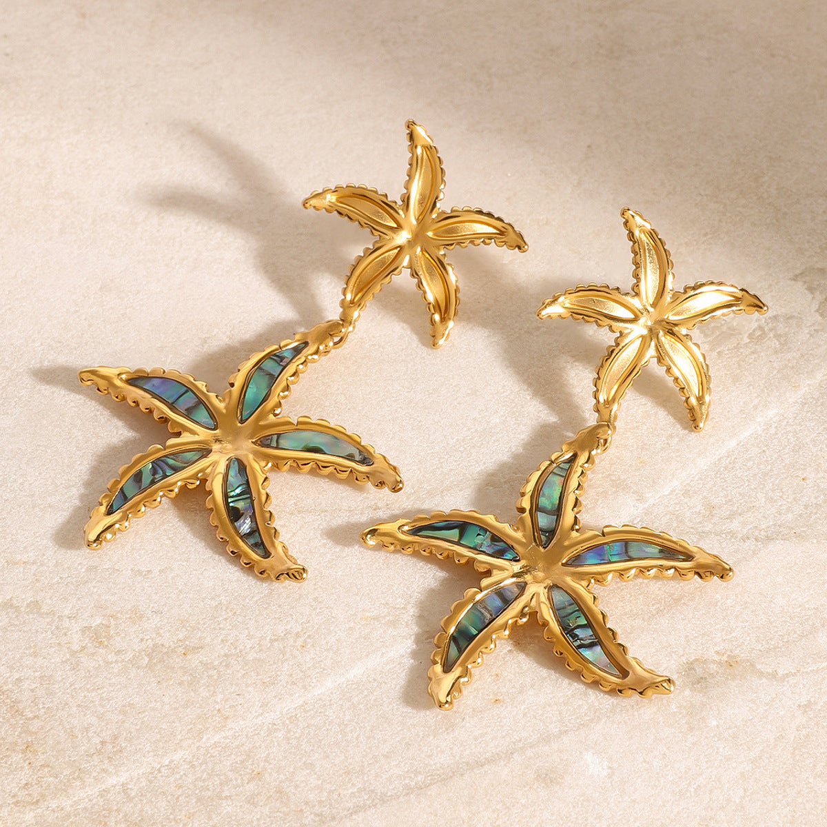 Stainless Steel Oil Dripping Starfish Earrings