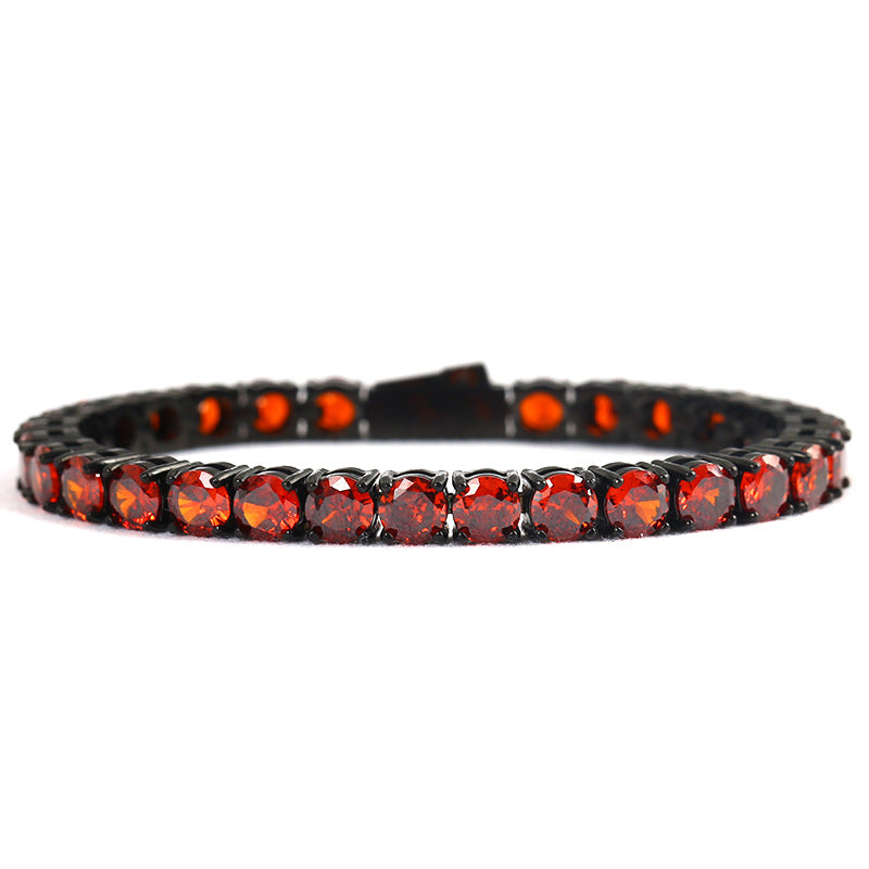Stainless Steel Men's Black Red Tennis Bracelet