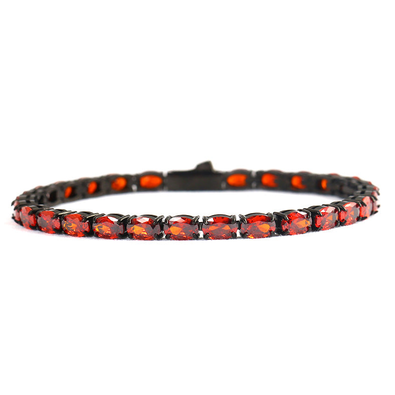 Stainless Steel Men's Black Red Tennis Bracelet