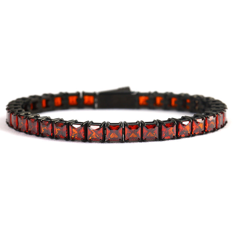 Stainless Steel Men's Black Red Tennis Bracelet