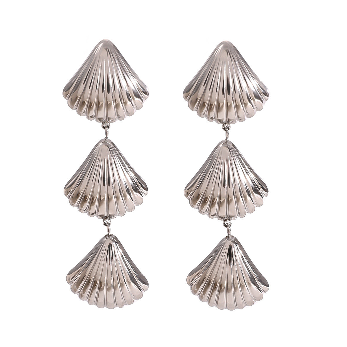 Stainless Steel Shell Pendant Earrings