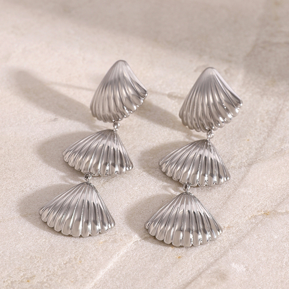 Stainless Steel Shell Pendant Earrings