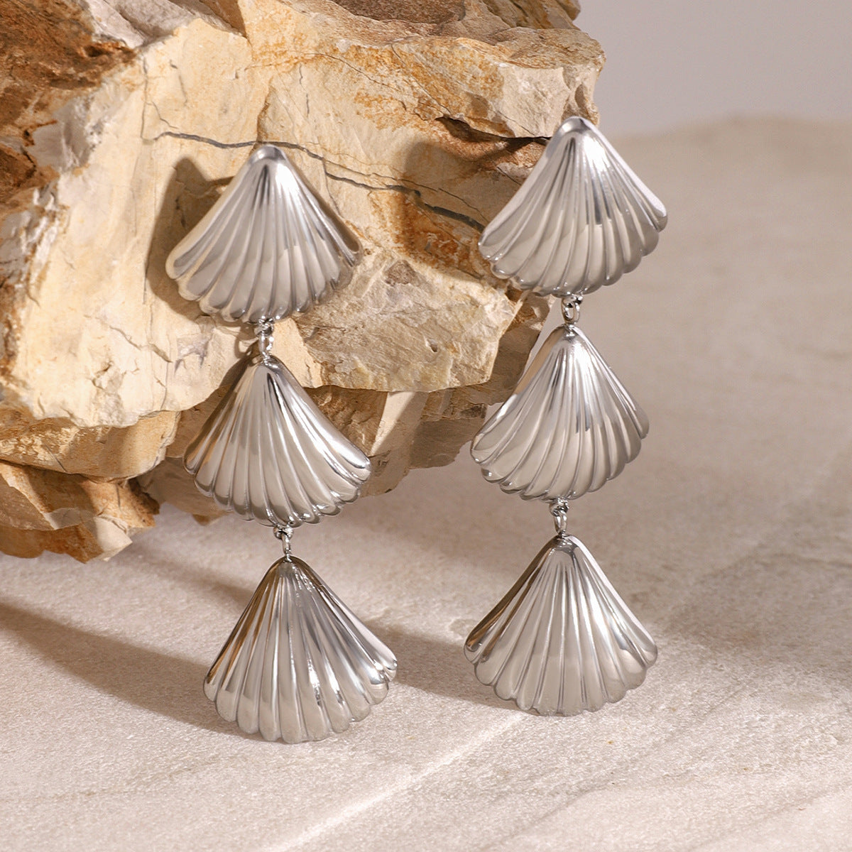 Stainless Steel Shell Pendant Earrings