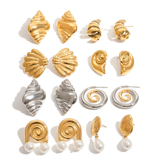 Stainless Steel Vacation Style Earrings Combination