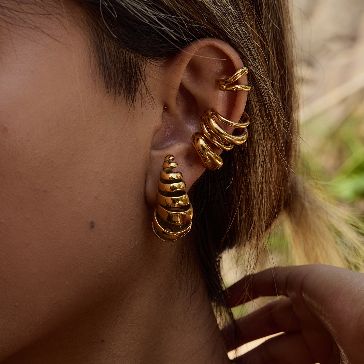 Stainless Steel Vacation Style Earrings Combination