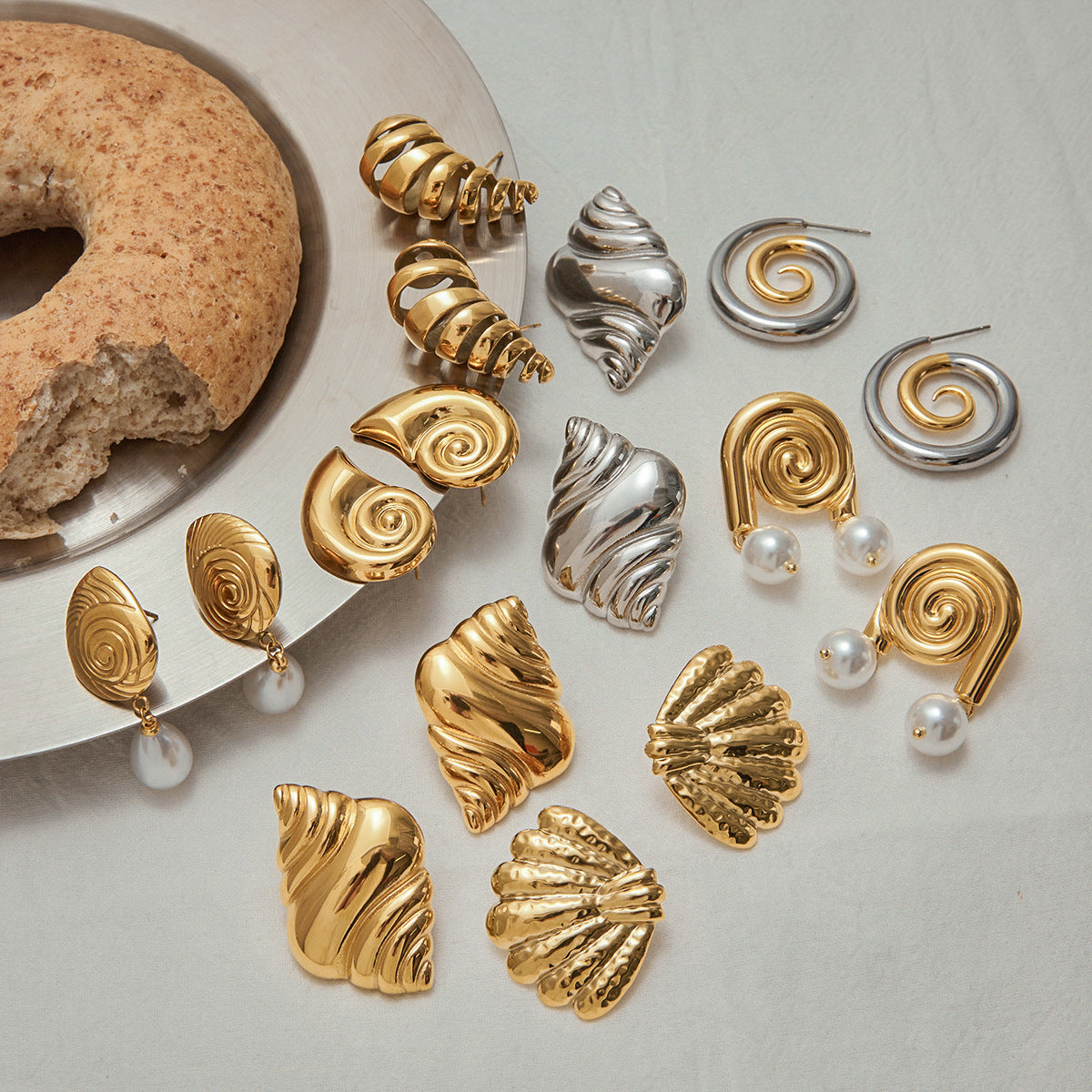 Stainless Steel Vacation Style Earrings Combination