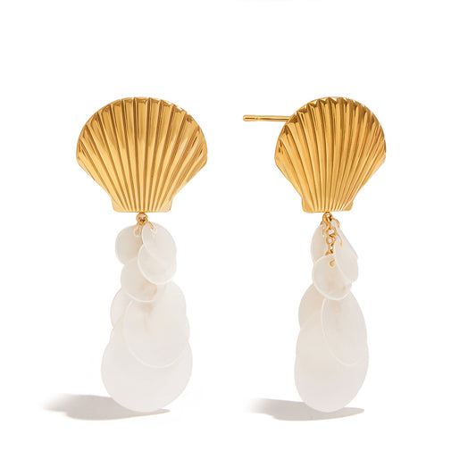 Stainless Steel Shell Tassel Earrings
