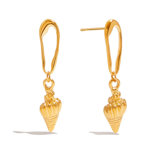 Stainless Steel 18K Gold PVD Geometric Conch Pendant Earrings