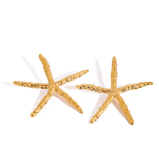 Stainless Steel 18K Gold PVD Starfish Earrings