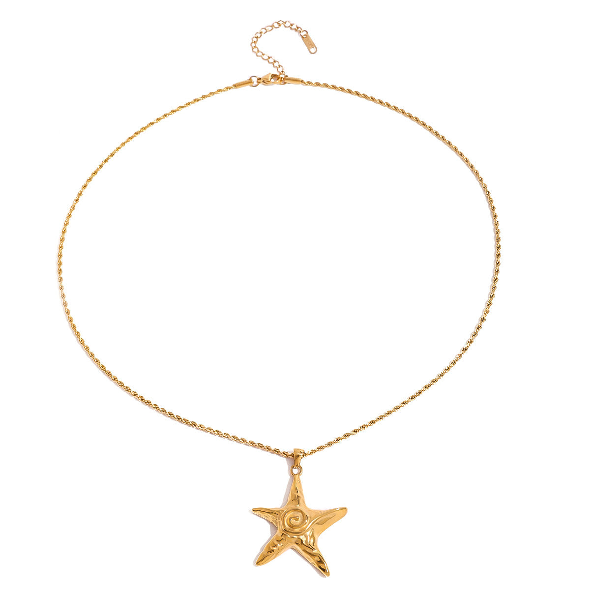Stainless Steel Starfish Pendant Rope Chain Necklace
