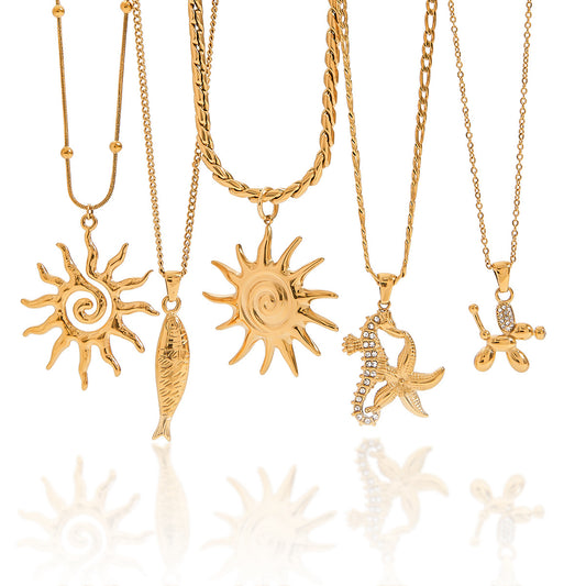 Stainless Steel Vacation Style Necklace Combination