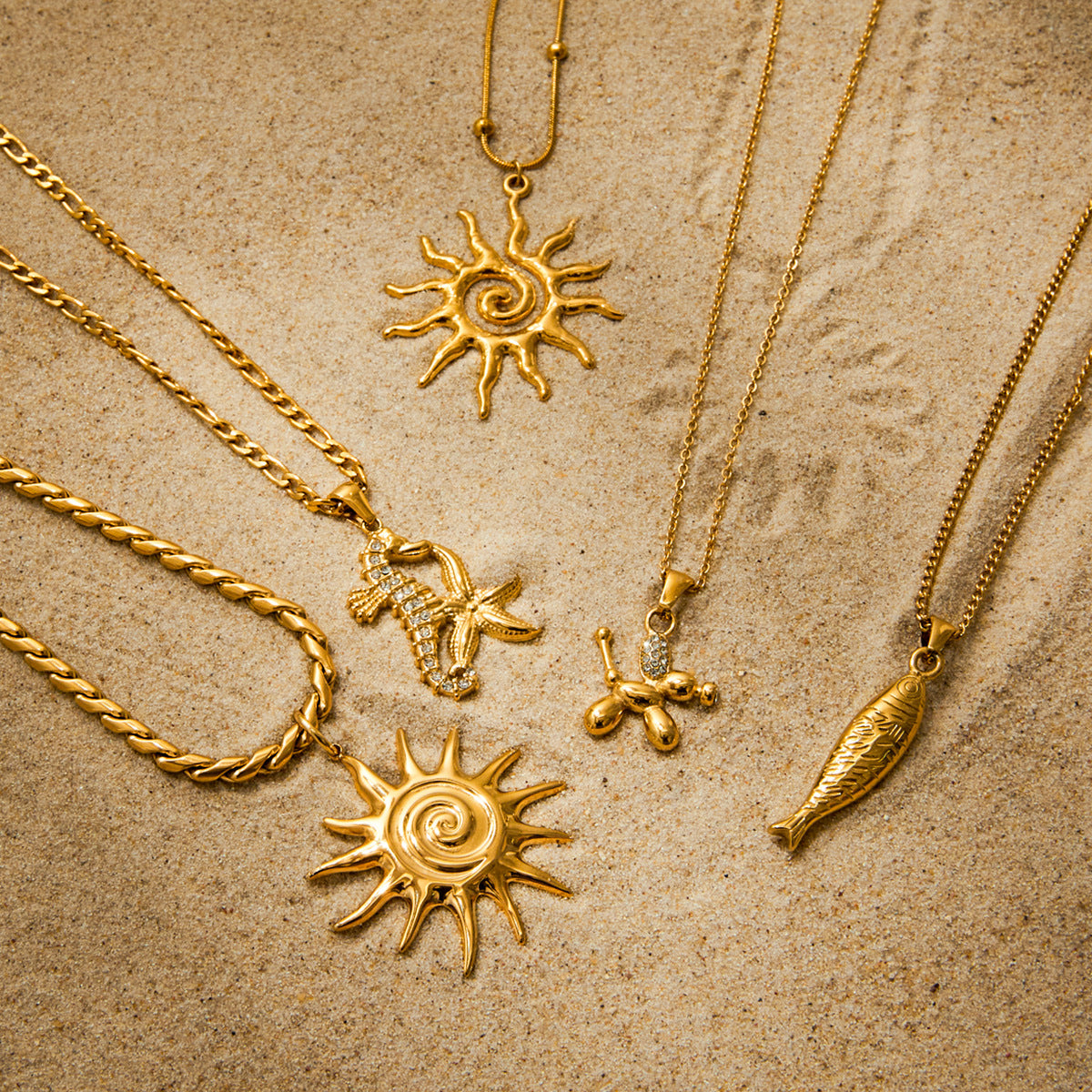 Stainless Steel Vacation Style Necklace Combination