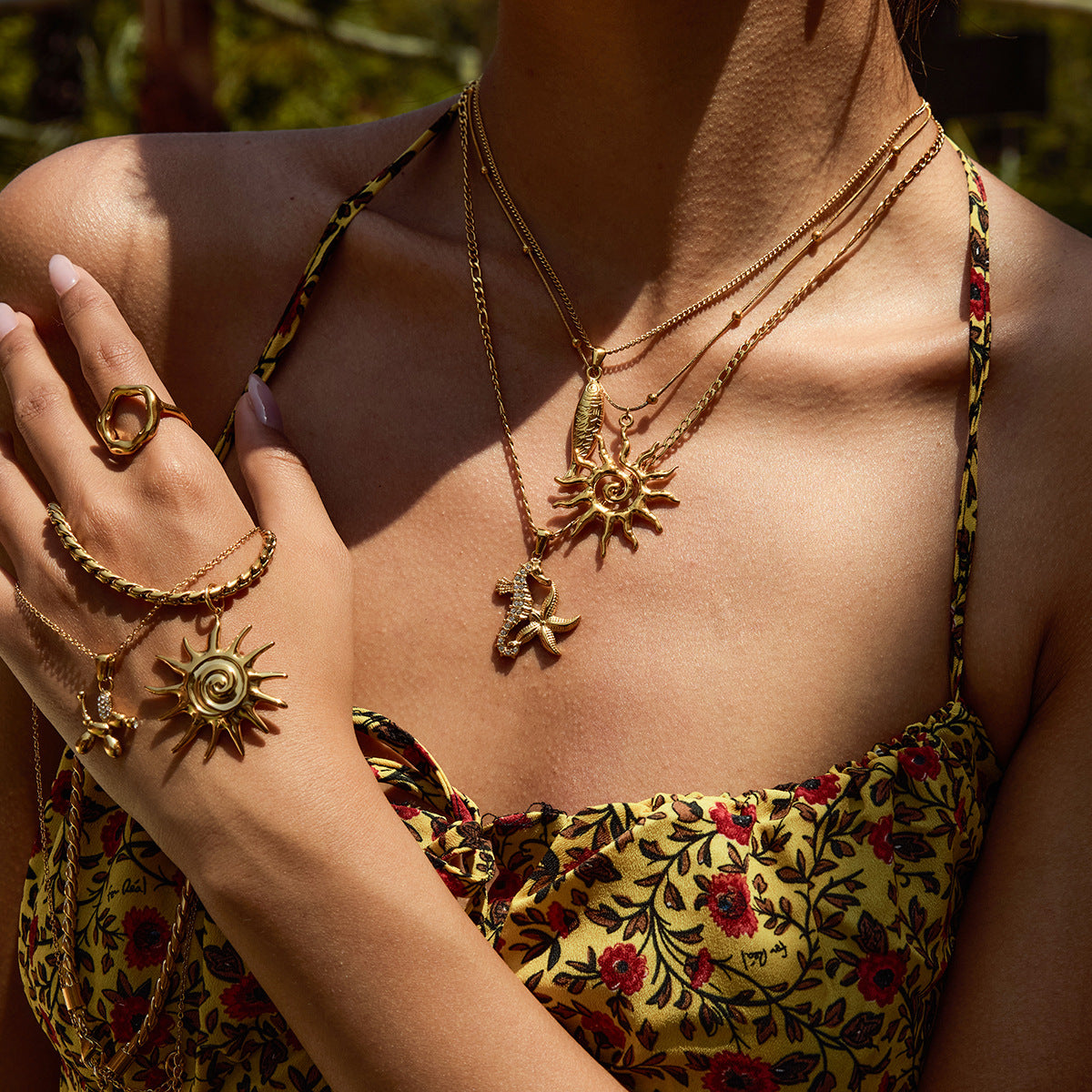 Stainless Steel Vacation Style Necklace Combination