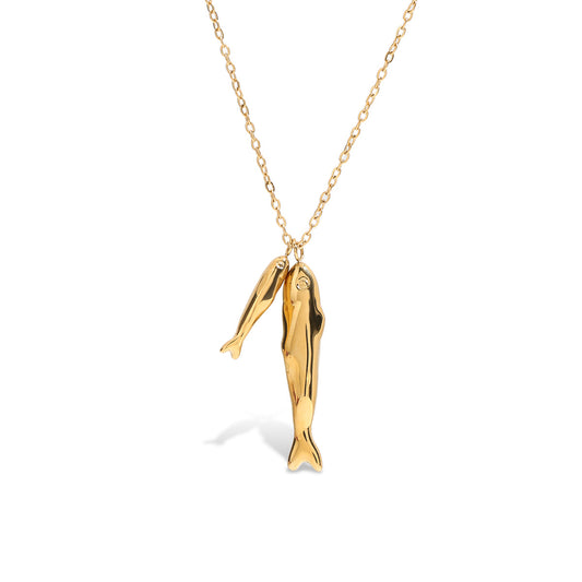 Stainless Steel Salted Fish Pendant Cable Chain Necklace