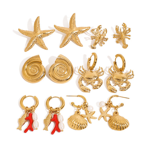Stainless Steel Beach Vacation Style Stud Earrings