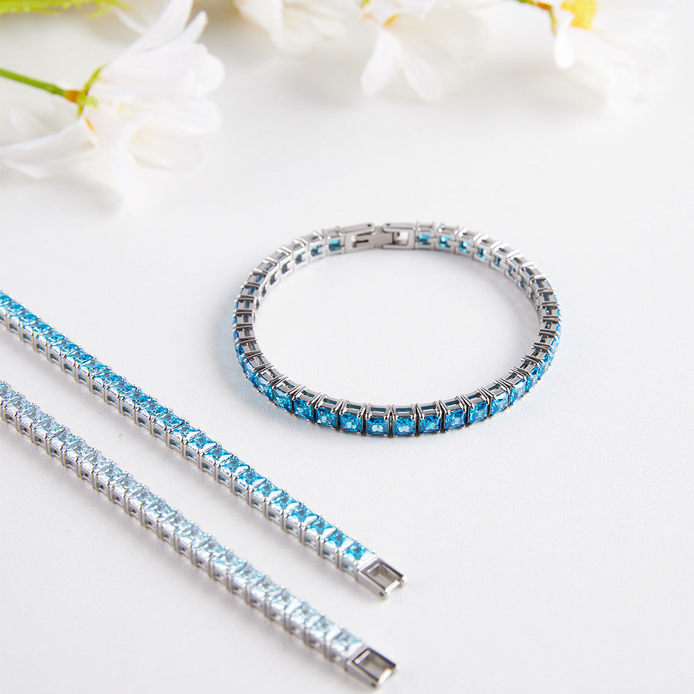 4x4MM Single Row Multi Colored Cubic Zirconia Tennis Bracelet