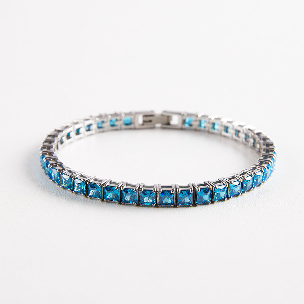4x4MM Single Row Multi Colored Cubic Zirconia Tennis Bracelet