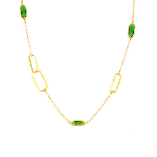Stainless Steel Double-layer Glass Geometric Necklace
