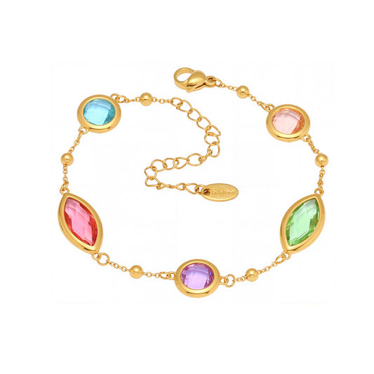 Dopamine Transparent Cut Glass Small Steel Ball Bracelet