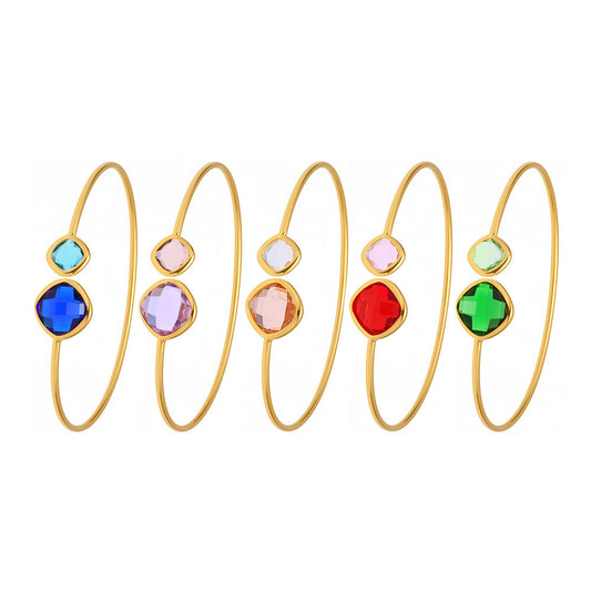 Super Flash Cut Czech Glass Stone Cuff Bracelet