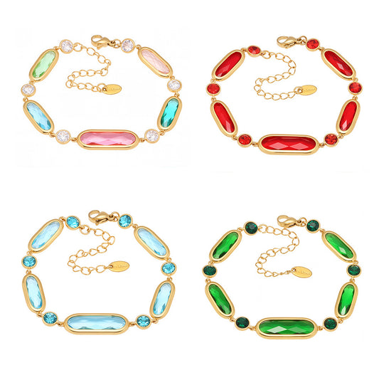 Light Luxury Cut Czech Glass Splicing Bracelet