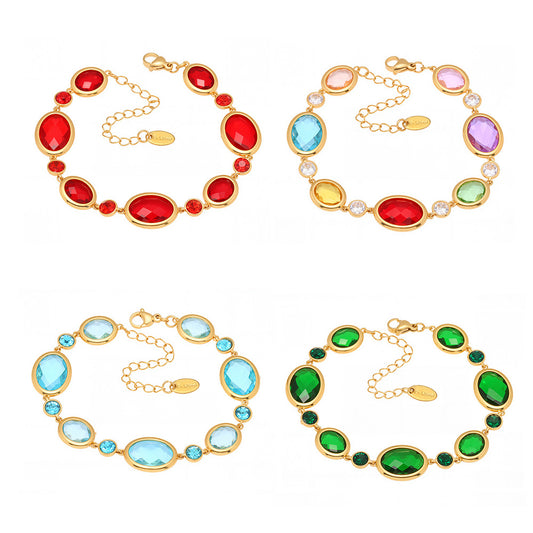 Dopamine Elliptical Cut Czech Glass Bracelet