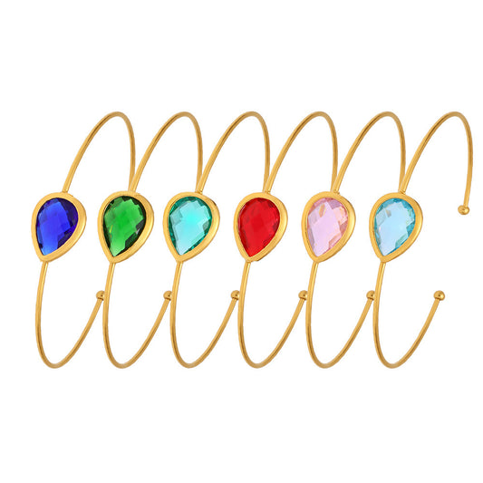 Droplet Shaped Czech Glass Stone Cuff Bracelet