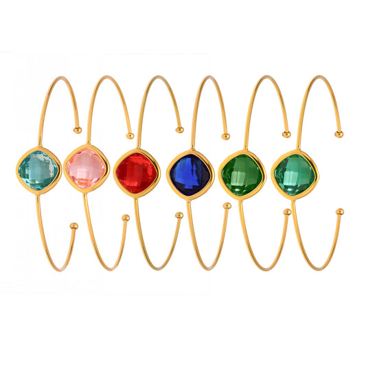 Light Luxury Square Cut Czech Glass Cuff Bracelet