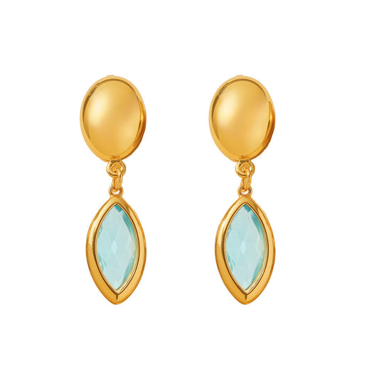 18K Gold PVD Cut Czech Crystal Glass Earrings