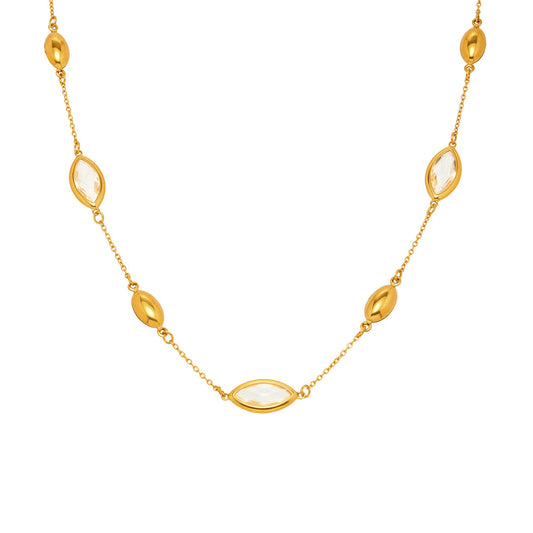 Multi Faceted Translucent Glass Collarbone Necklace