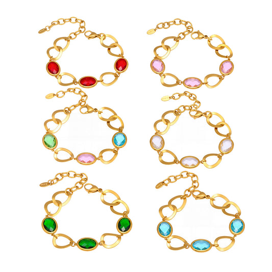 Super Sparkling Glass Stone Link Together Bracelet