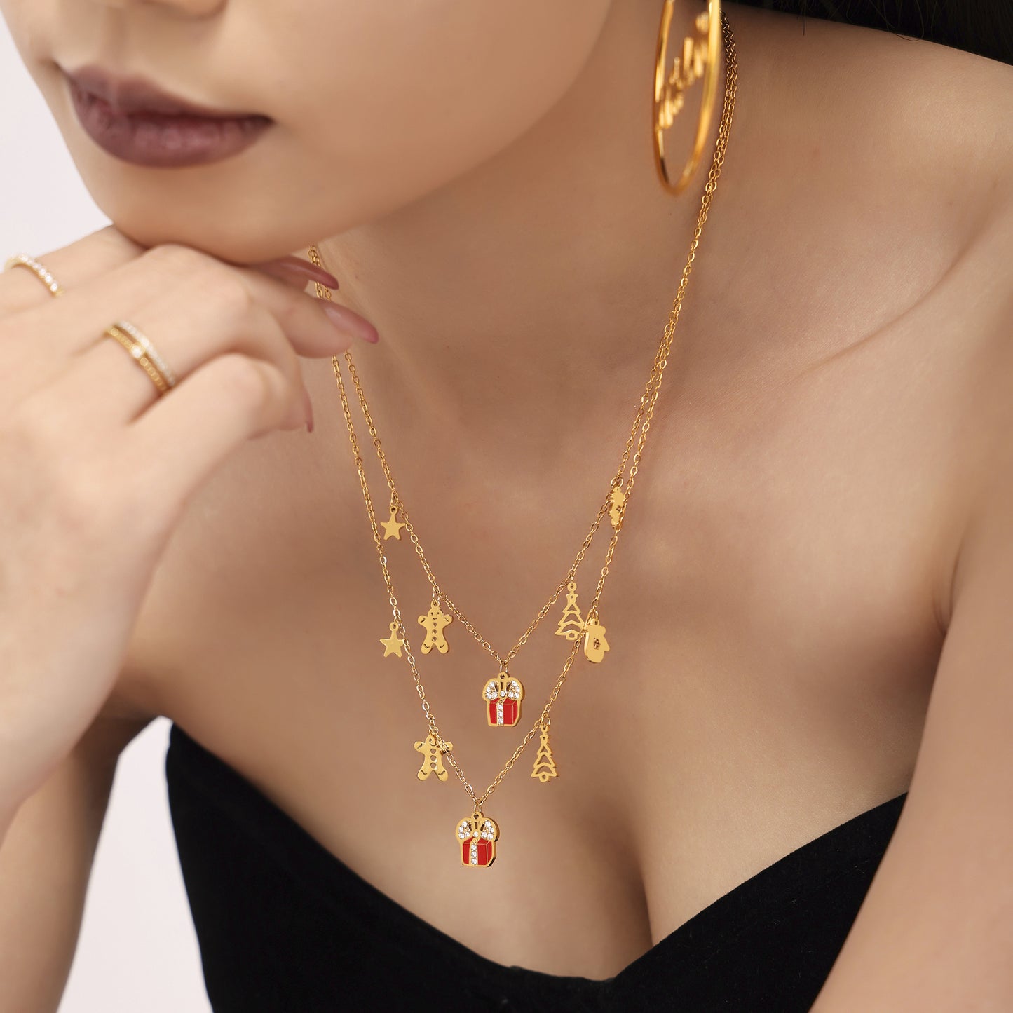 Stainless Steel 18K Gold PVD Christmas Gift Necklace