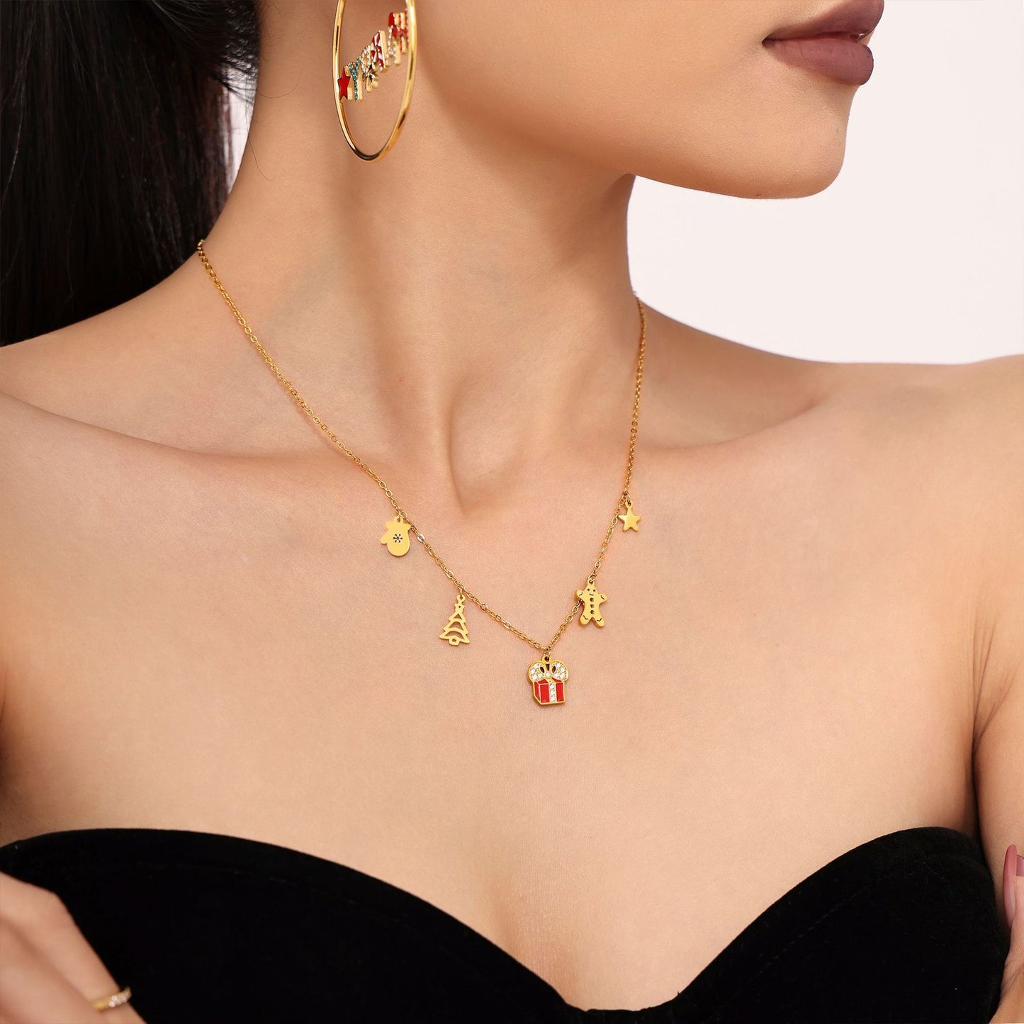 Stainless Steel 18K Gold PVD Christmas Gift Necklace