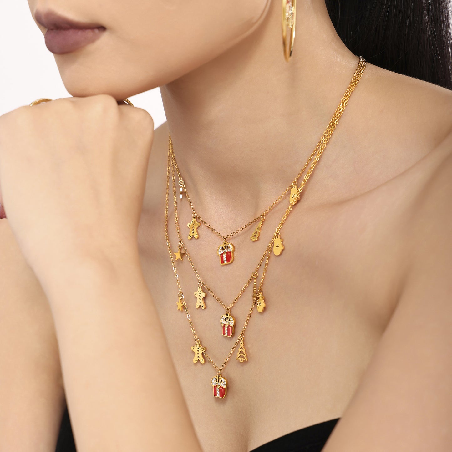 Stainless Steel 18K Gold PVD Christmas Gift Necklace
