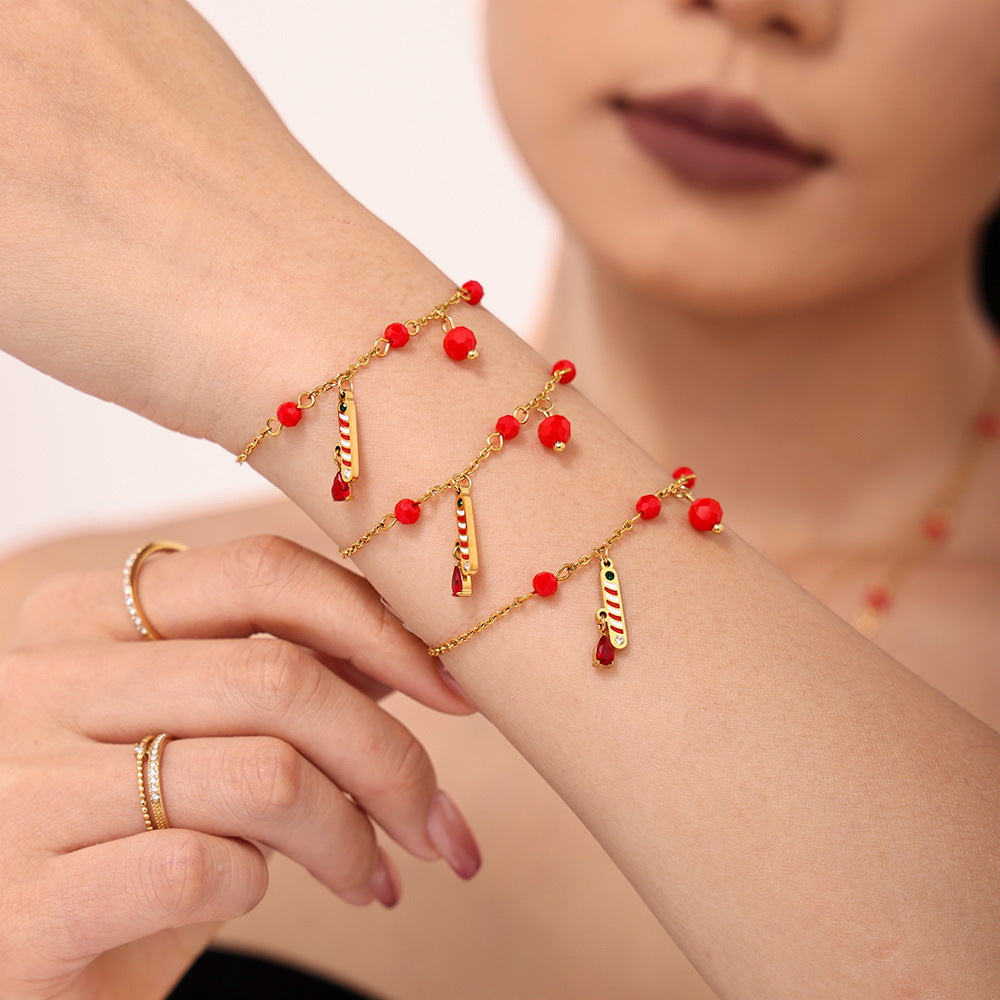 Stainless Steel Candy Gift Necklace Bracelet Earrings Jewelry Suit